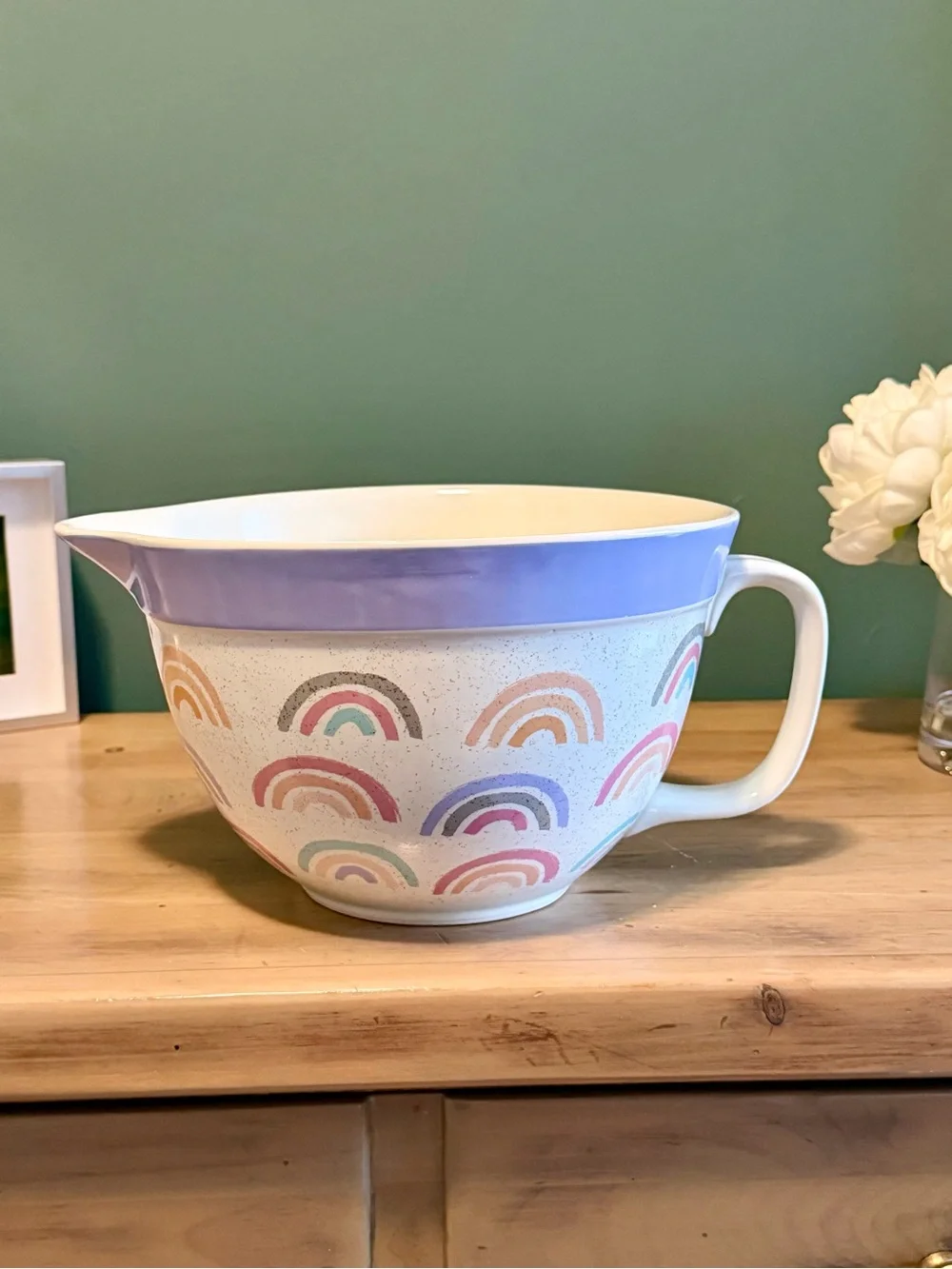 The Bake Shop Rainbow Ceramic Mixing Bowl | Large Batter Bowl